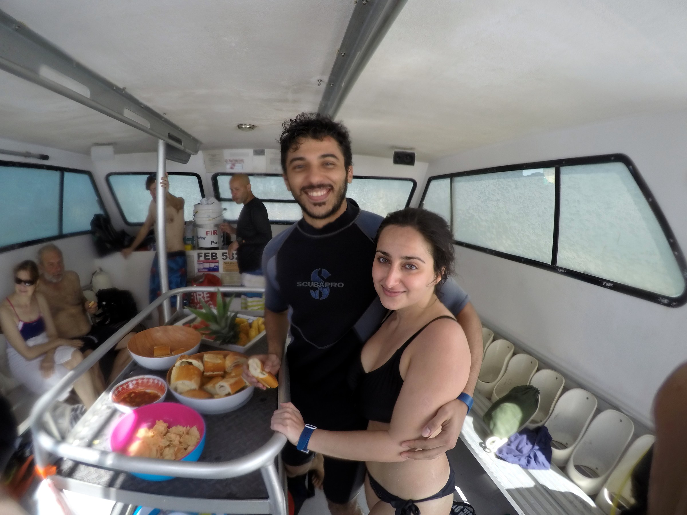 enjoying lunch on the snorkeling boat