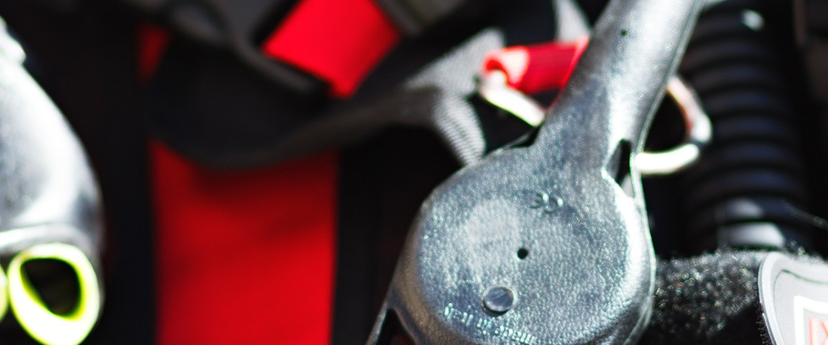 Scuba Vest with focus on pressure gauage