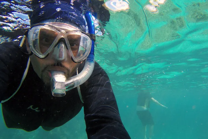 Snorkeler selfie in Puerto Rico