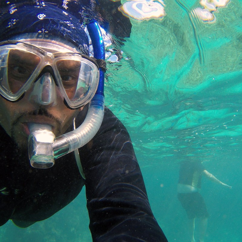 Snorkeler selfie in Puerto Rico