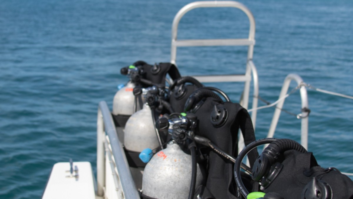 Row of tanks on boat