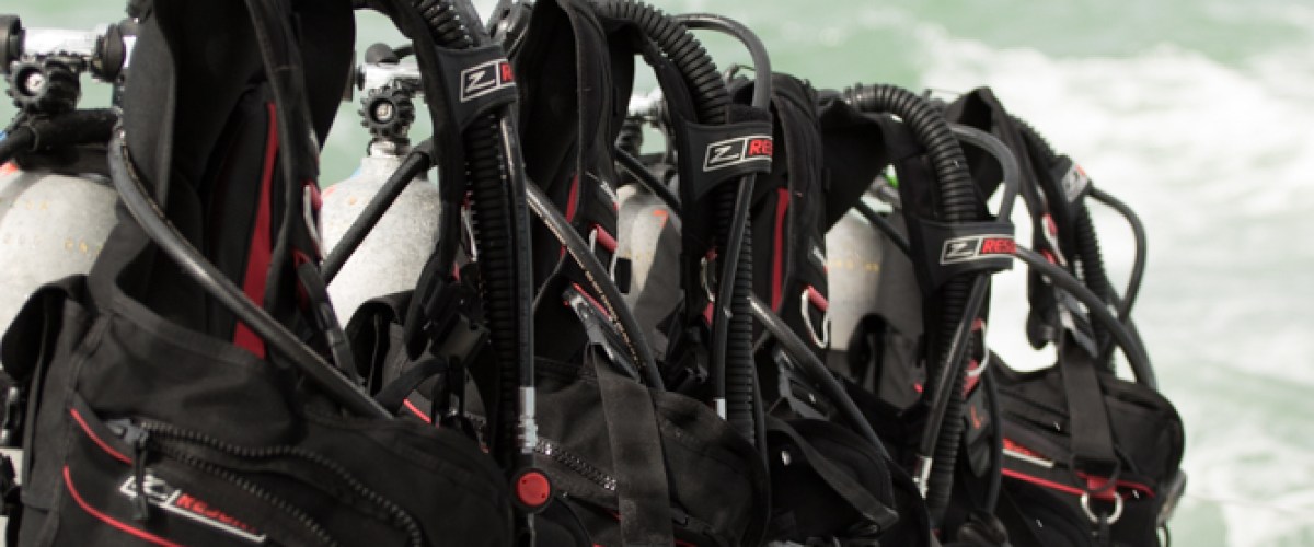 Scuba Diving vests on a boat